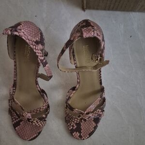 Michael Kors Pink and Brown Snakeskin Heels